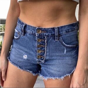 Free People Medium Wash Denim Jean Cutoff Shorts 25